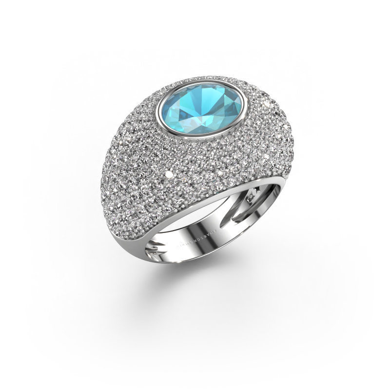 Bild von Ring Armida 950 Platin Blau Topas 9x7 mm