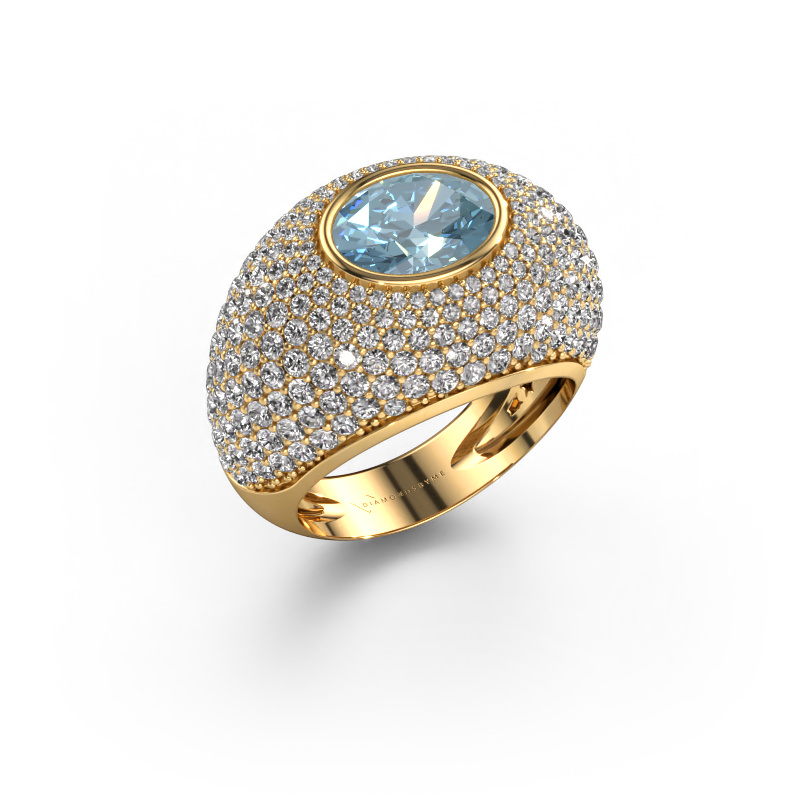 Image of Ring Armida 585 gold Blue lab grown diamond 9x7 mm