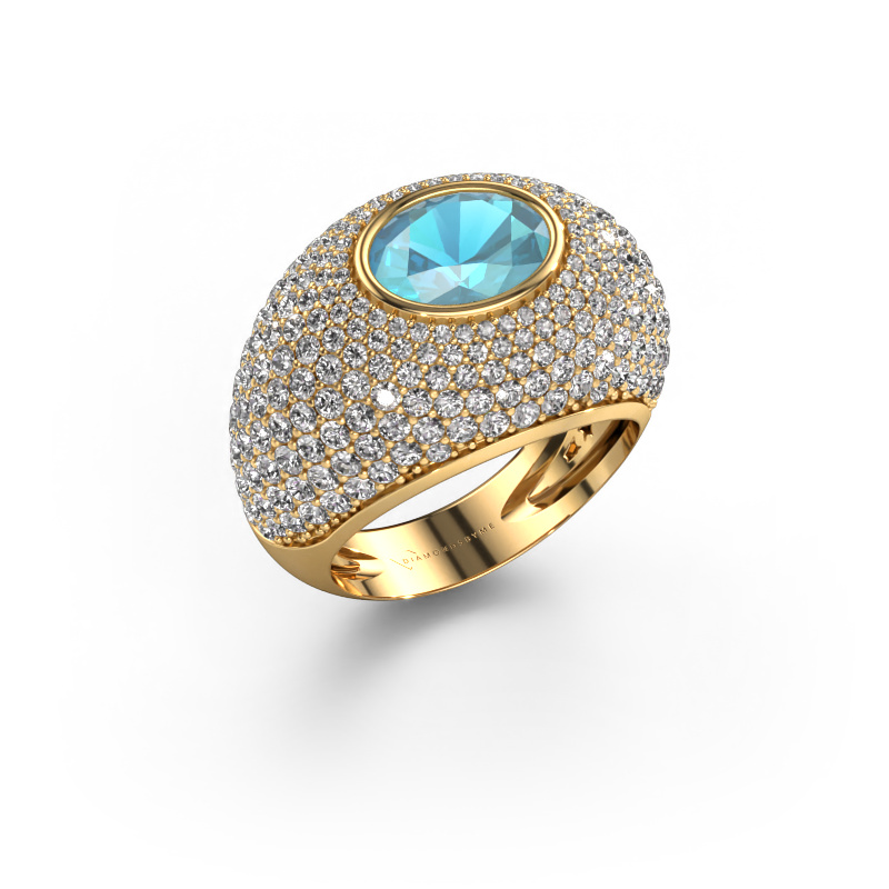 Image of Ring Armida 585 gold Blue topaz 9x7 mm