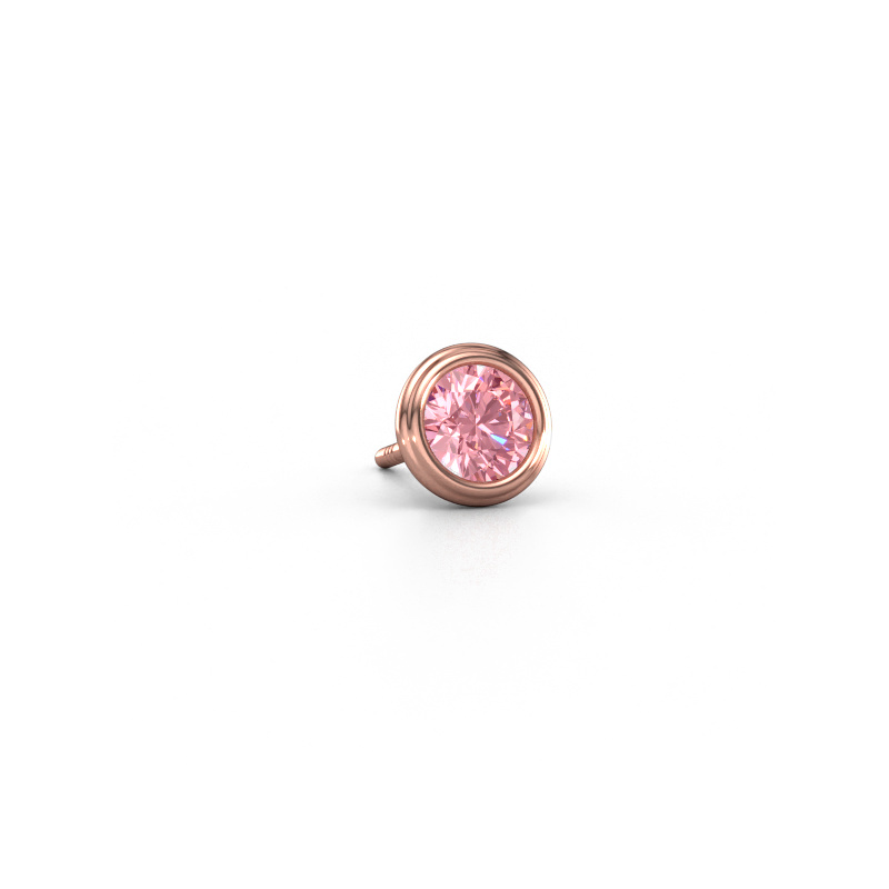Image of Men's earring Aron 585 rose gold Pink lab grown diamond 5 mm
