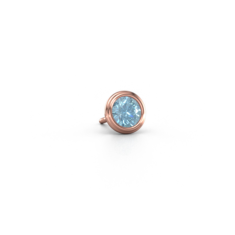 Image of Men's earring Aron 585 rose gold Blue lab grown diamond 5 mm