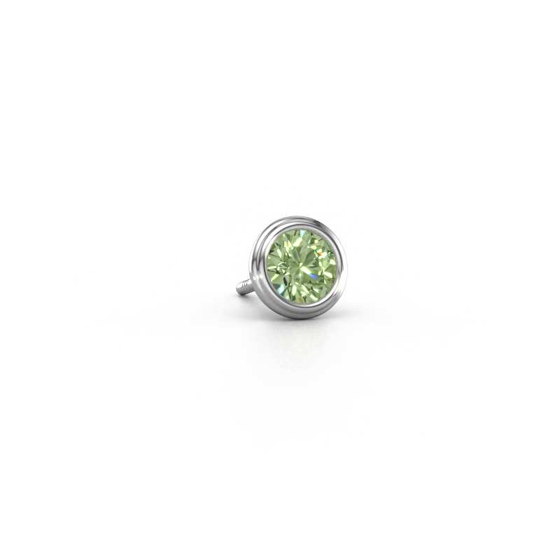 Afbeelding van Heren oorbel Aron 585 witgoud Groene lab grown diamant 5 mm