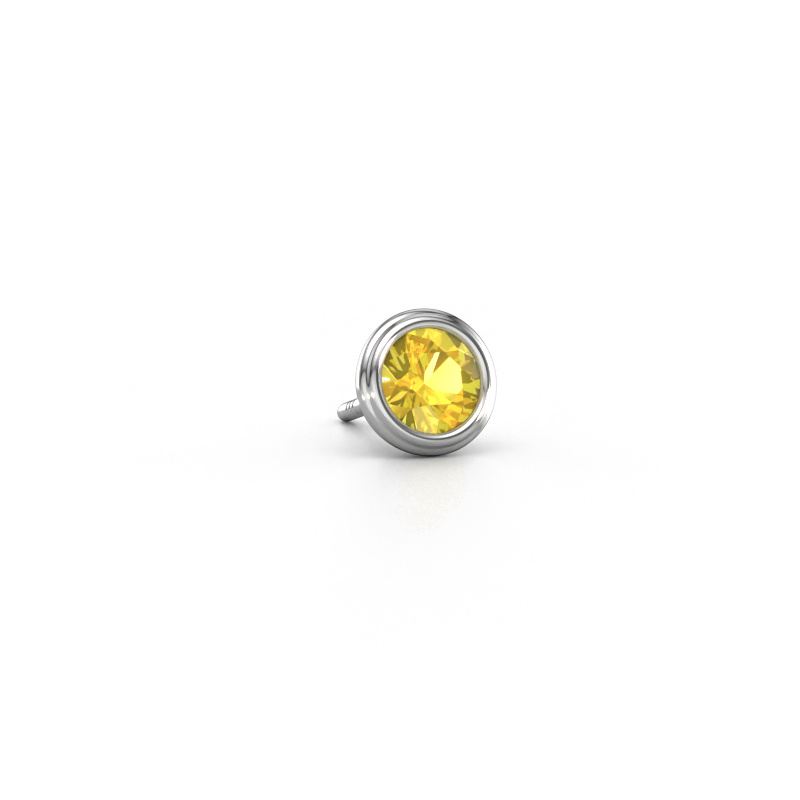 Image of Men's earring Aron 585 white gold Yellow sapphire 5 mm