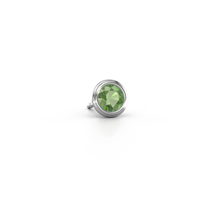 Image of Men's earring Aron 585 white gold Tourmaline green 5 mm