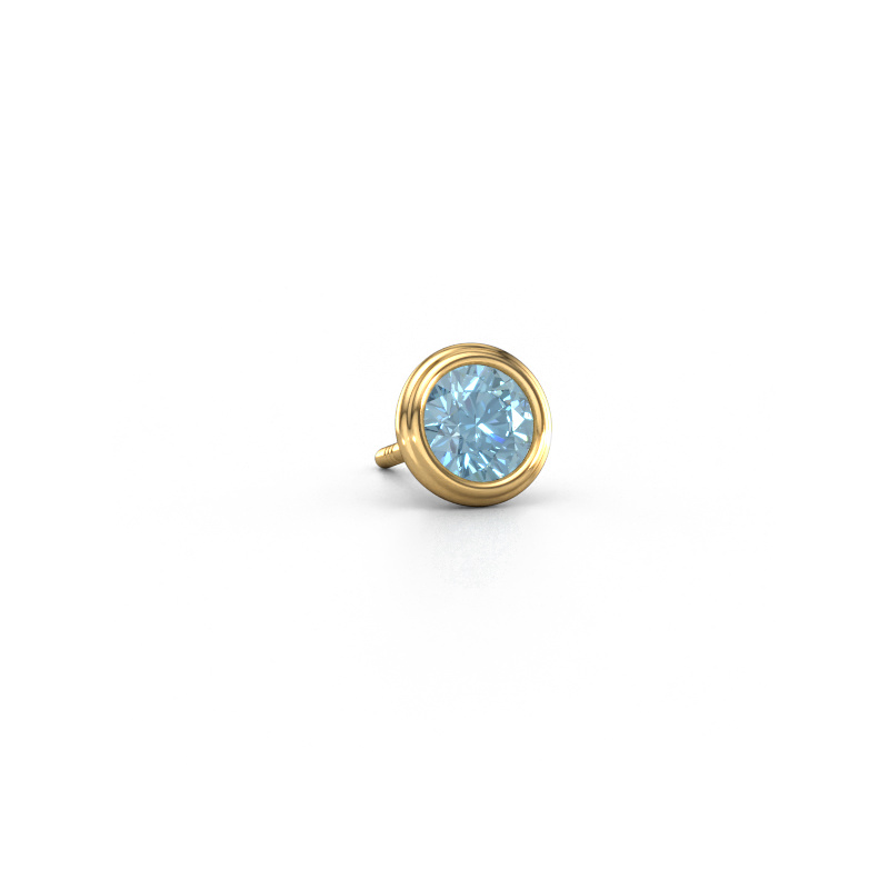 Image of Men's earring Aron 585 gold Blue lab grown diamond 5 mm