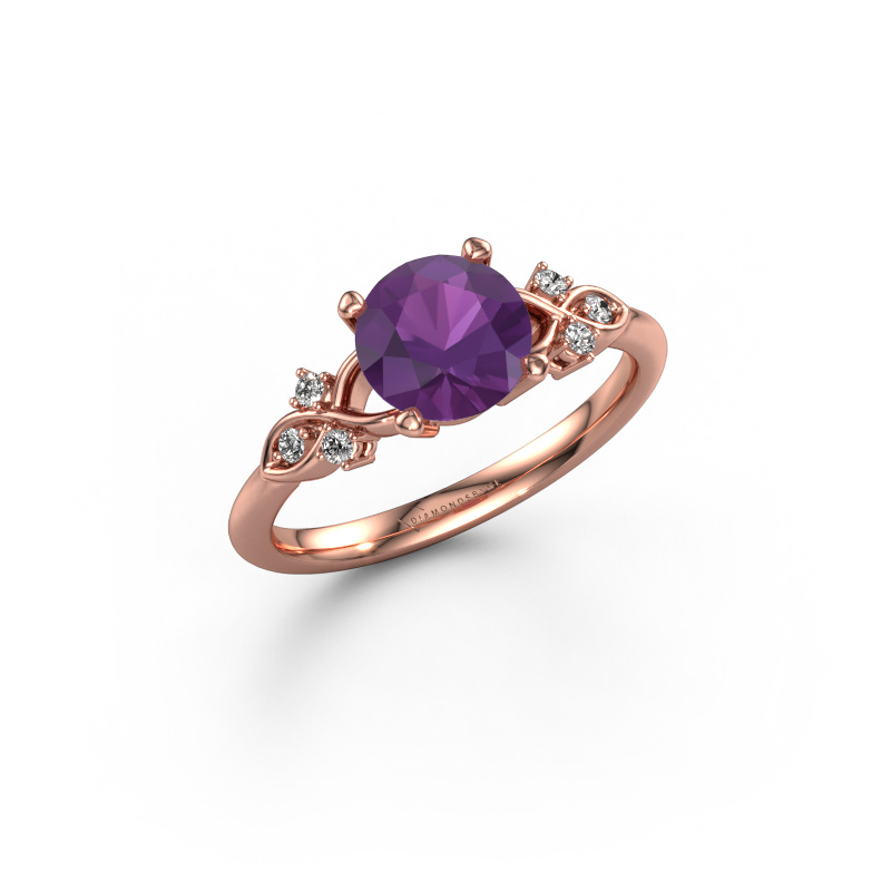 Bild von Verlobungsring Azra RND 585 Roségold Amethyst 7 mm