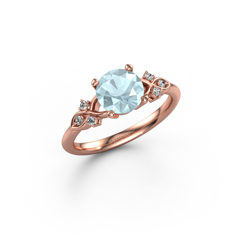 Bild von Verlobungsring Azra RND 585 Roségold Aquamarin 7 mm