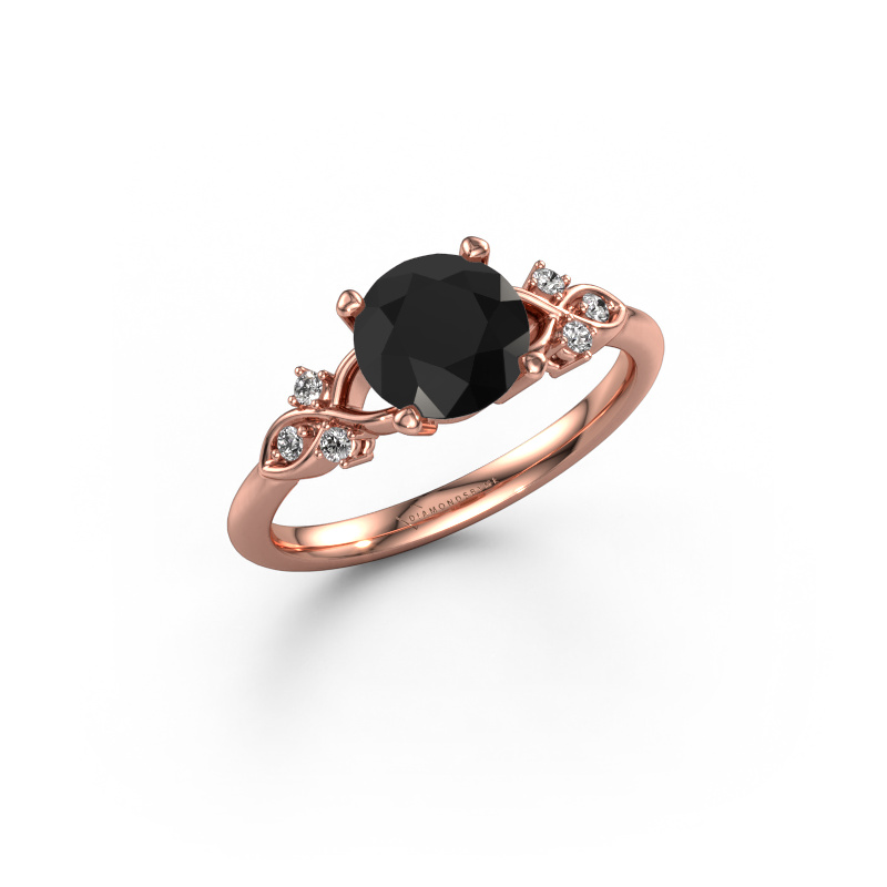 Bild von Verlobungsring Azra RND 585 Roségold Schwarz Diamant 1.872 crt
