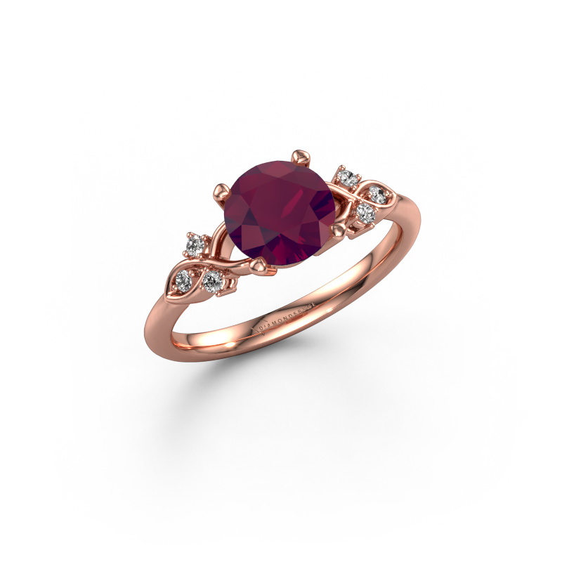 Image of Engagement ring Azra RND 585 rose gold Rhodolite 7 mm