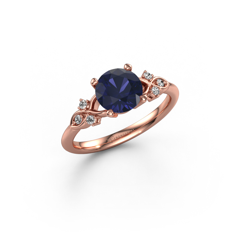Image de Bague de fiançailles Azra RND 585 or rose Saphir 7 mm