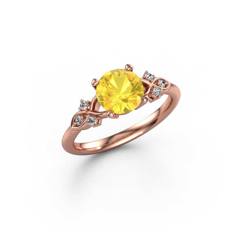 Image of Engagement ring Azra RND 585 rose gold Yellow sapphire 7 mm