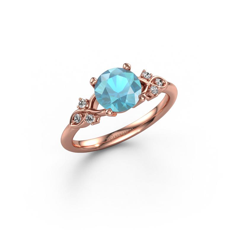 Image de Bague de fiançailles Azra RND 585 or rose Topaze bleue 7 mm