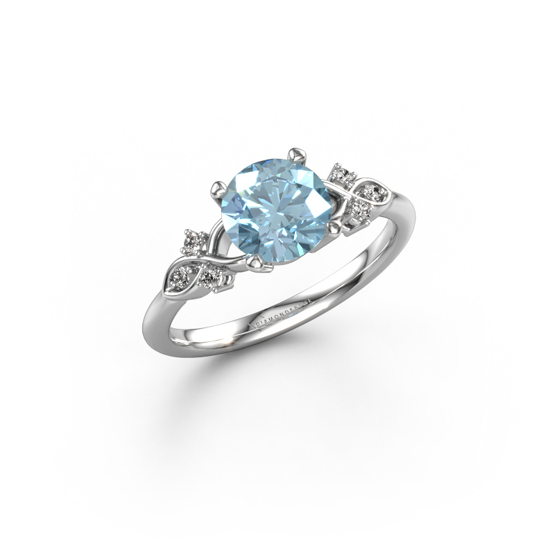 Image de Bague de fiançailles Azra RND 585 or blanc Diamant synthétique bleu 7 mm