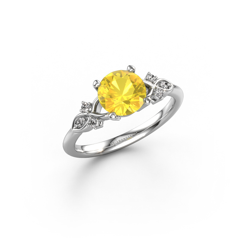 Image of Engagement ring Azra RND 950 platinum Yellow sapphire 7 mm