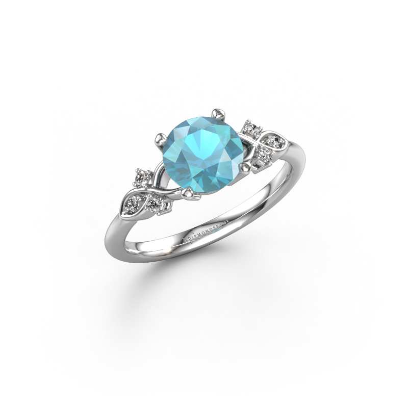 Image of Engagement ring Azra RND 585 white gold Blue topaz 7 mm