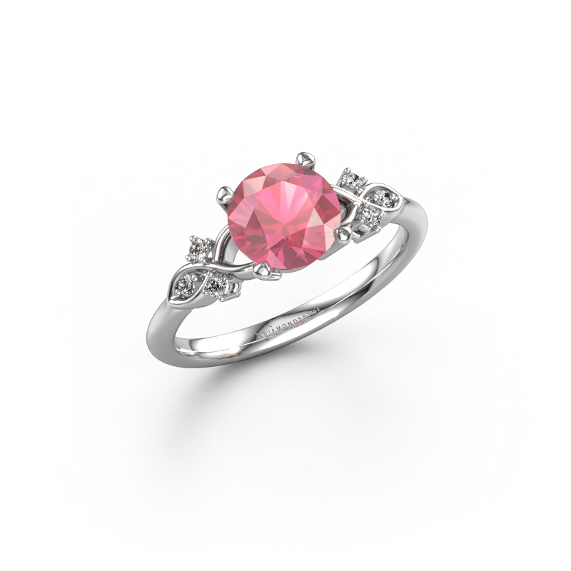 Bild von Verlobungsring Azra RND 585 Weißgold Turmalin rosa 7 mm