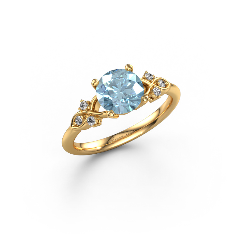 Image of Engagement ring Azra RND 585 gold Blue lab grown diamond 7 mm