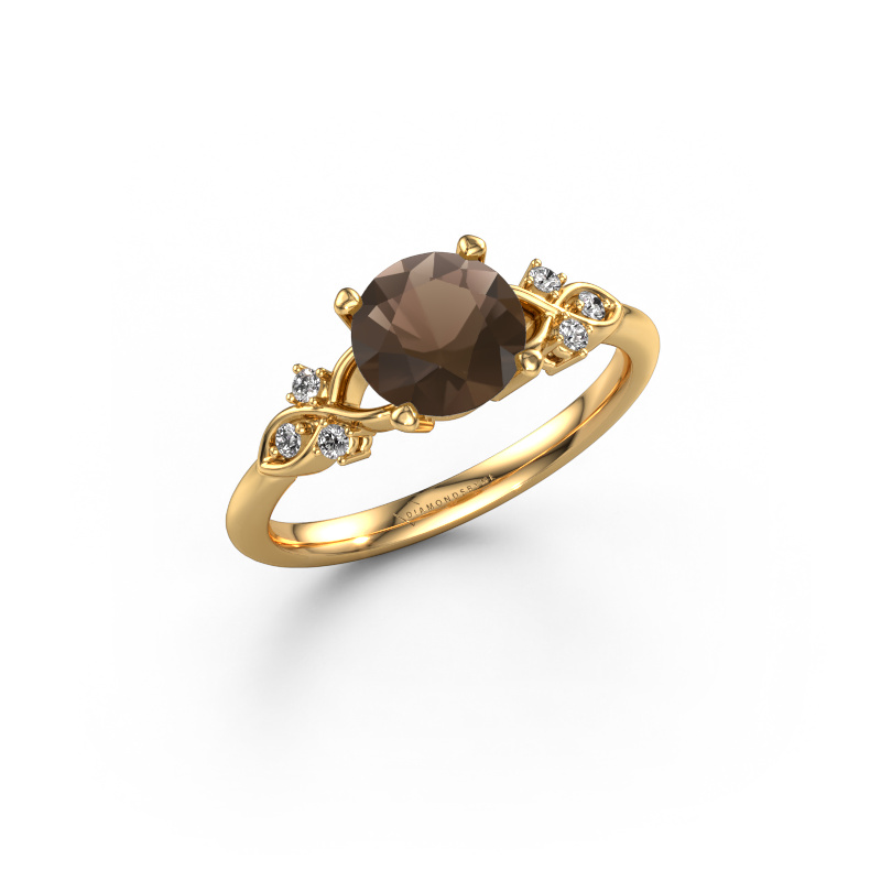 Image of Engagement ring Azra RND 585 gold Smokey quartz 7 mm