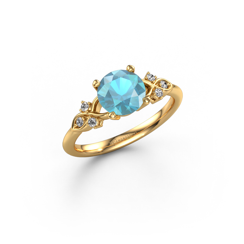 Bild von Verlobungsring Azra RND 585 Gold Blau Topas 7 mm