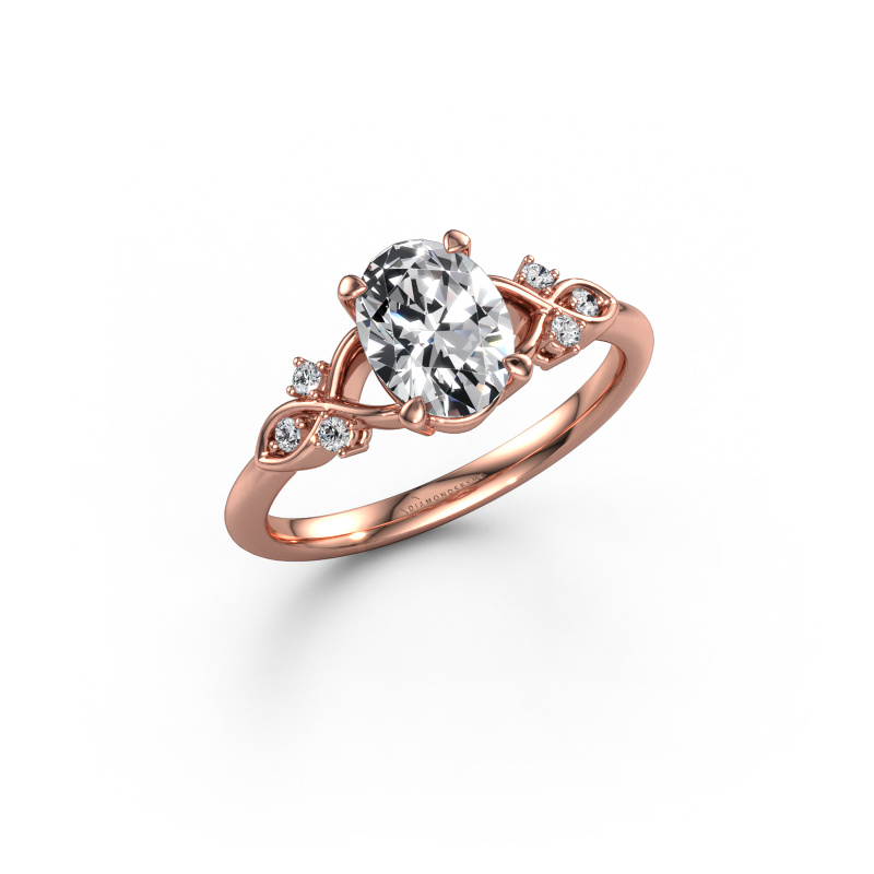 Image de Bague de fiançailles Azra OVL 585 or rose Diamant synthétique 0.754 crt