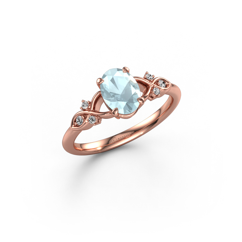 Bild von Verlobungsring Azra OVL 585 Roségold Aquamarin 8x6 mm