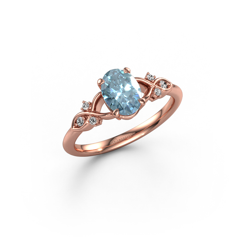 Bild von Verlobungsring Azra OVL 585 Roségold Blauer Labordiamant 8x6 mm