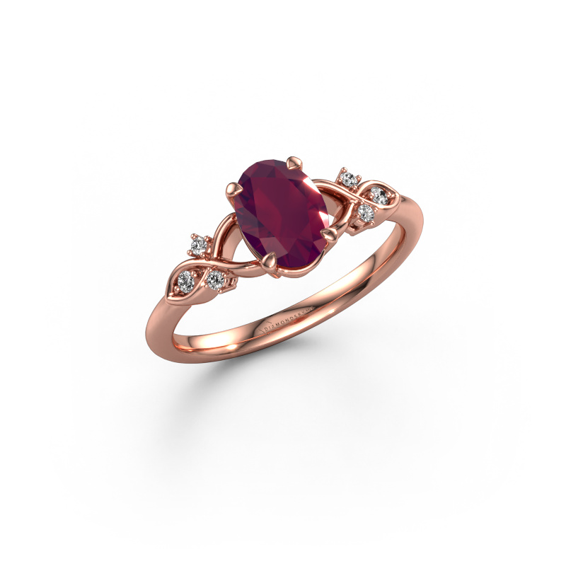 Image de Bague de fiançailles Azra OVL 585 or rose Rhodolite 8x6 mm