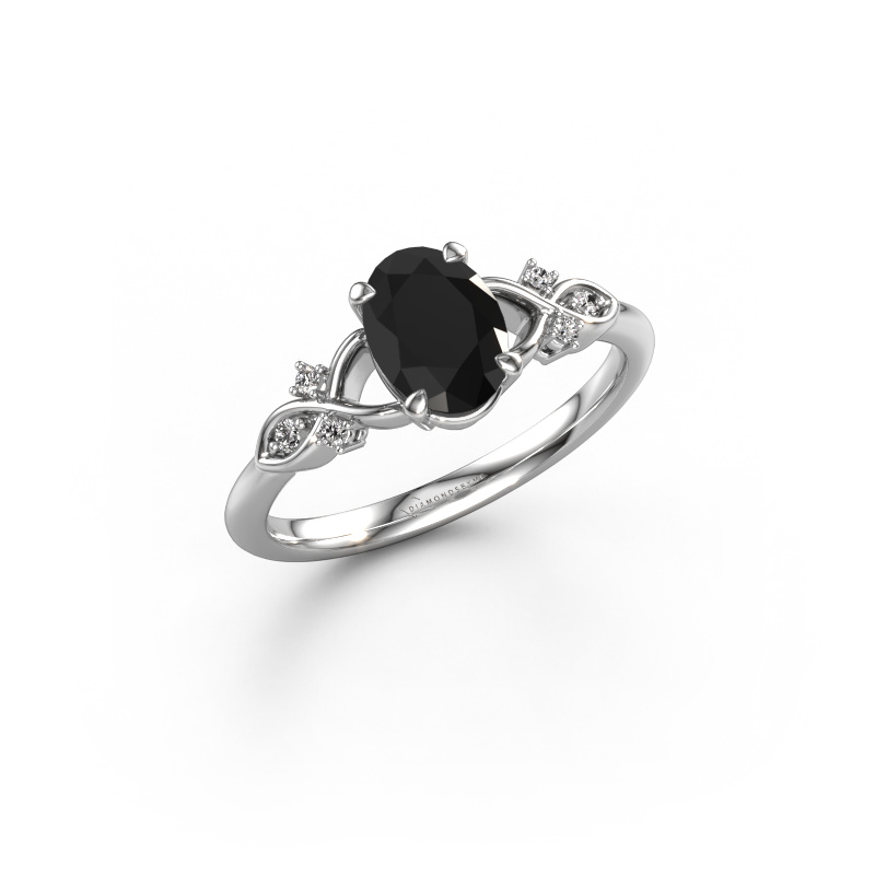 Image de Bague de fiançailles Azra OVL 950 platine Diamant noir 1.454 crt