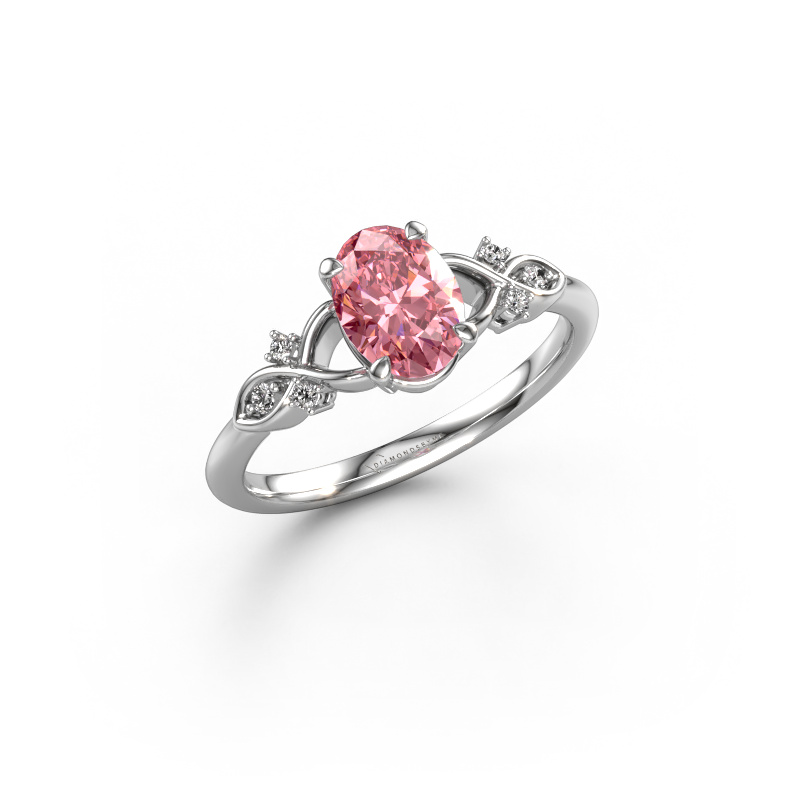 Bild von Verlobungsring Azra OVL 585 Weißgold Rosa Labordiamant 8x6 mm