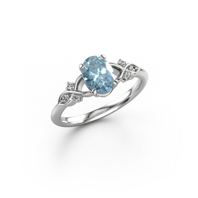 Image of Engagement ring Azra OVL 950 platinum Blue lab grown diamond 8x6 mm