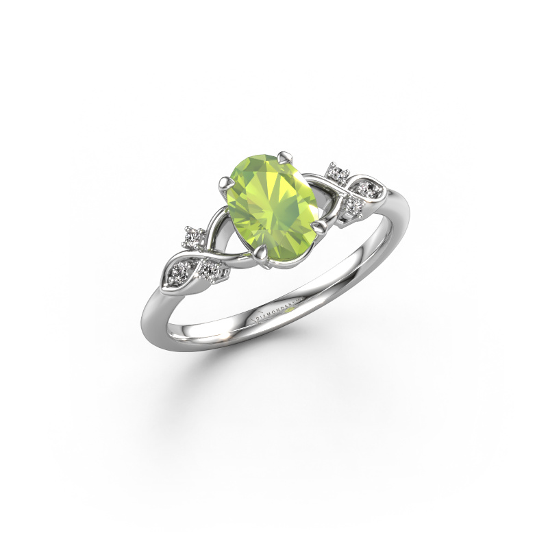 Image of Engagement ring Azra OVL 950 platinum Peridot 8x6 mm