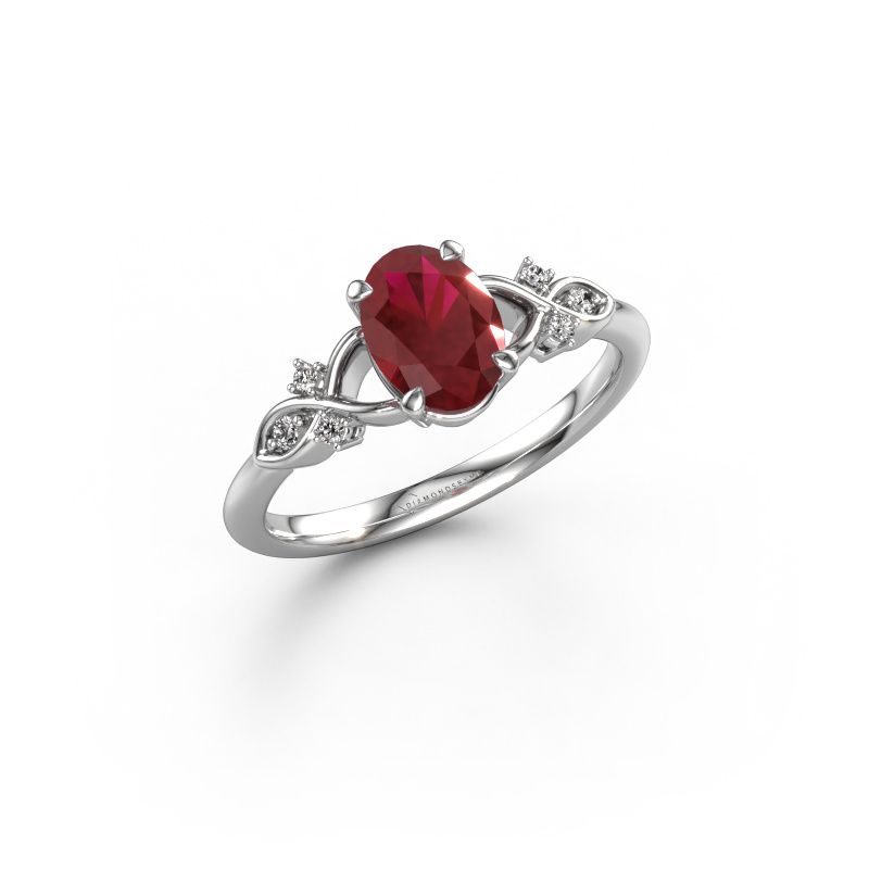 Image de Bague de fiançailles Azra OVL 585 or blanc Rubis 8x6 mm