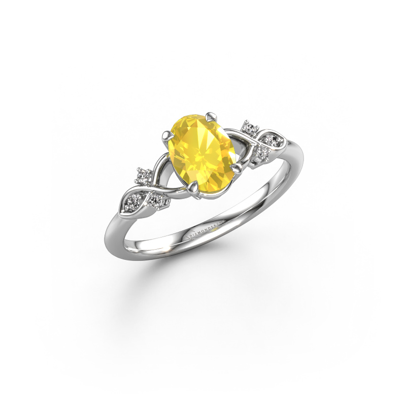 Bild von Verlobungsring Azra OVL 585 Weißgold Gelb Saphir 8x6 mm