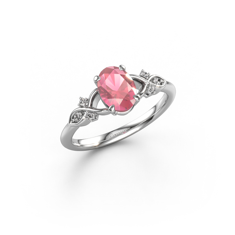 Image de Bague de fiançailles Azra OVL 585 or blanc Rose tourmaline 8x6 mm