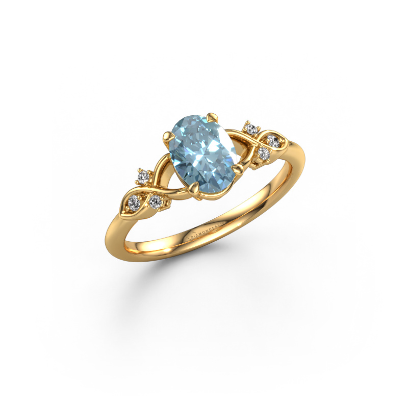 Bild von Verlobungsring Azra OVL 585 Gold Blauer Labordiamant 8x6 mm