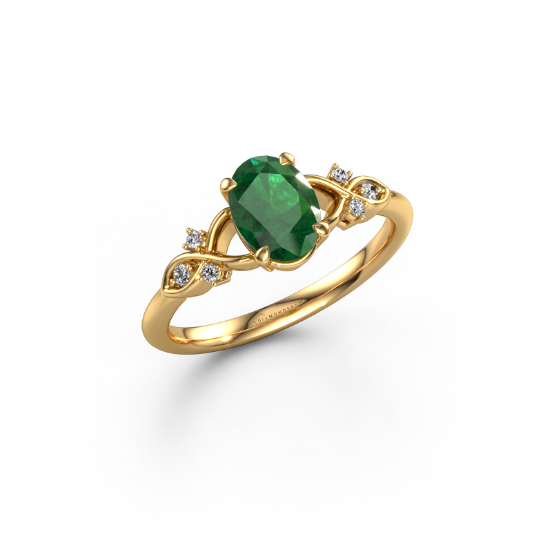Image of Engagement ring Azra OVL 585 gold Emerald 8x6 mm