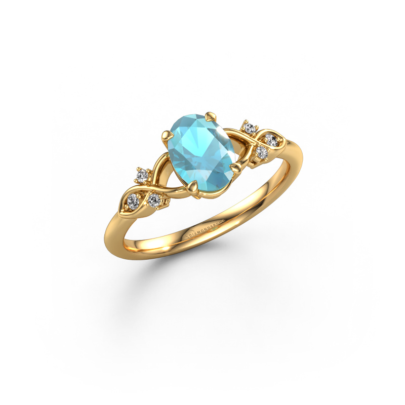 Image of Engagement ring Azra OVL 585 gold Blue topaz 8x6 mm