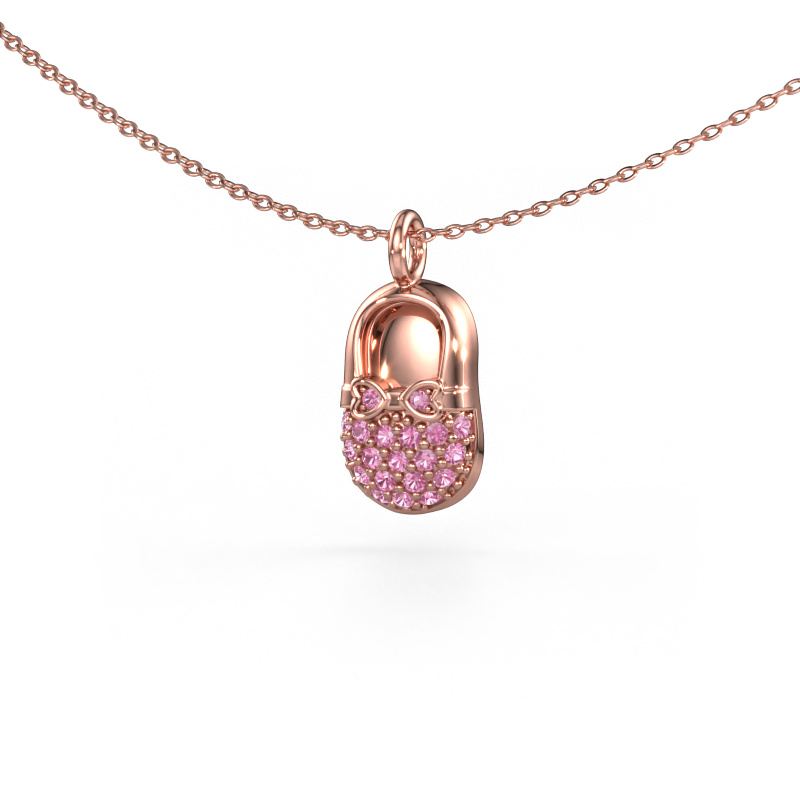 Image of Pendant Babyshoe 585 rose gold Pink sapphire 1.3 mm