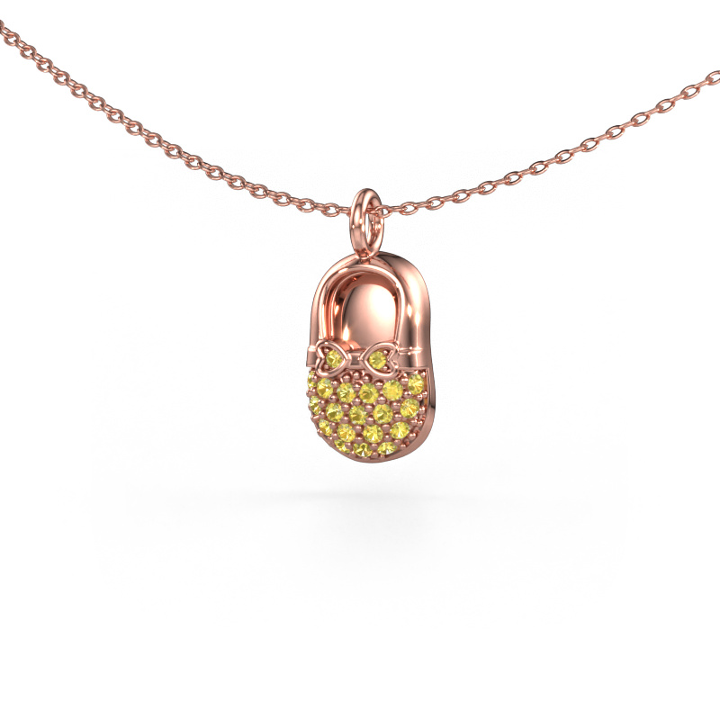 Image of Pendant Babyshoe 585 rose gold Yellow sapphire 1.3 mm
