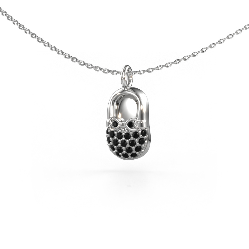 Image de Pendentif Babyshoe 585 or blanc Diamant noir 0.232 crt