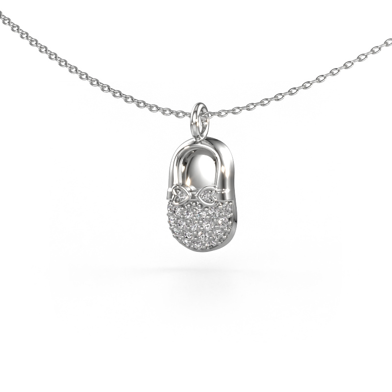 Image of Pendant Babyshoe 585 white gold Diamond 0.193 crt