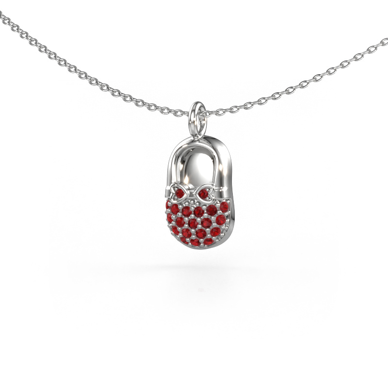 Image of Pendant Babyshoe 585 white gold Ruby 1.3 mm