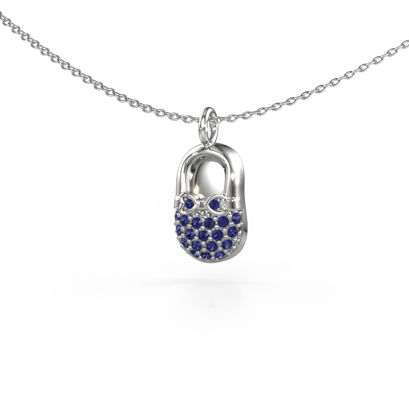 Image of Pendant Babyshoe 585 white gold Sapphire 1.3 mm