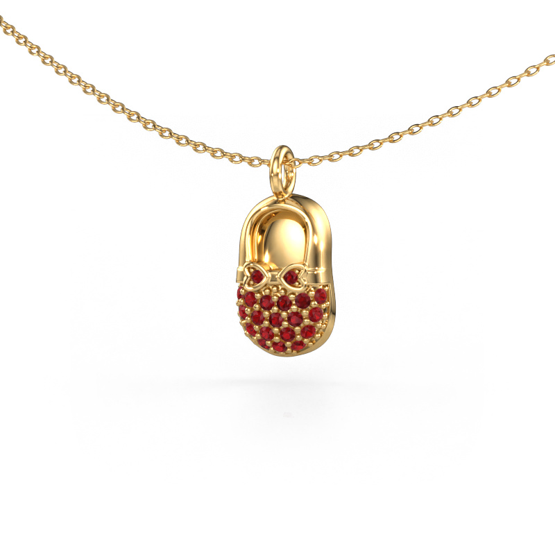 Image of Pendant Babyshoe 585 gold Ruby 1.3 mm