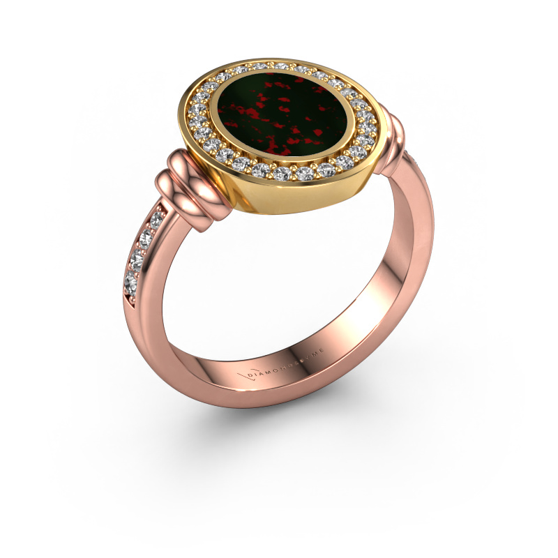 Image of Signet ring Bailey 585 rose gold Bloodstone 10x8 mm