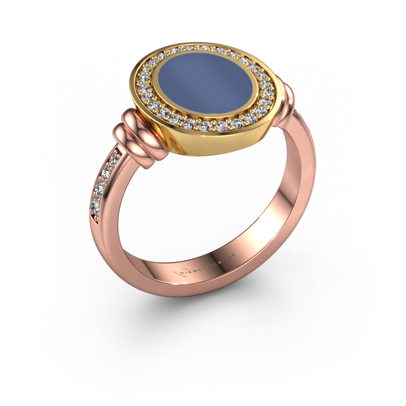 Image of Signet ring Bailey 585 rose gold Blue sardonyx 10x8 mm