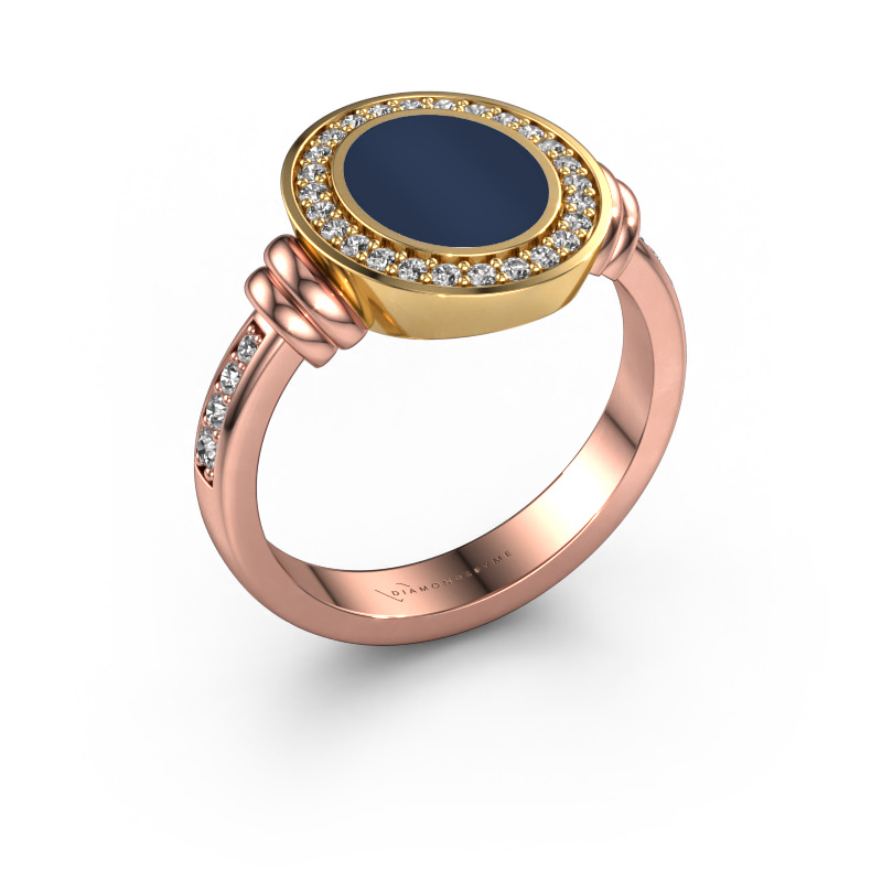 Image de Chevalière Bailey 585 or rose Nicolo bleu foncé 10x8 mm