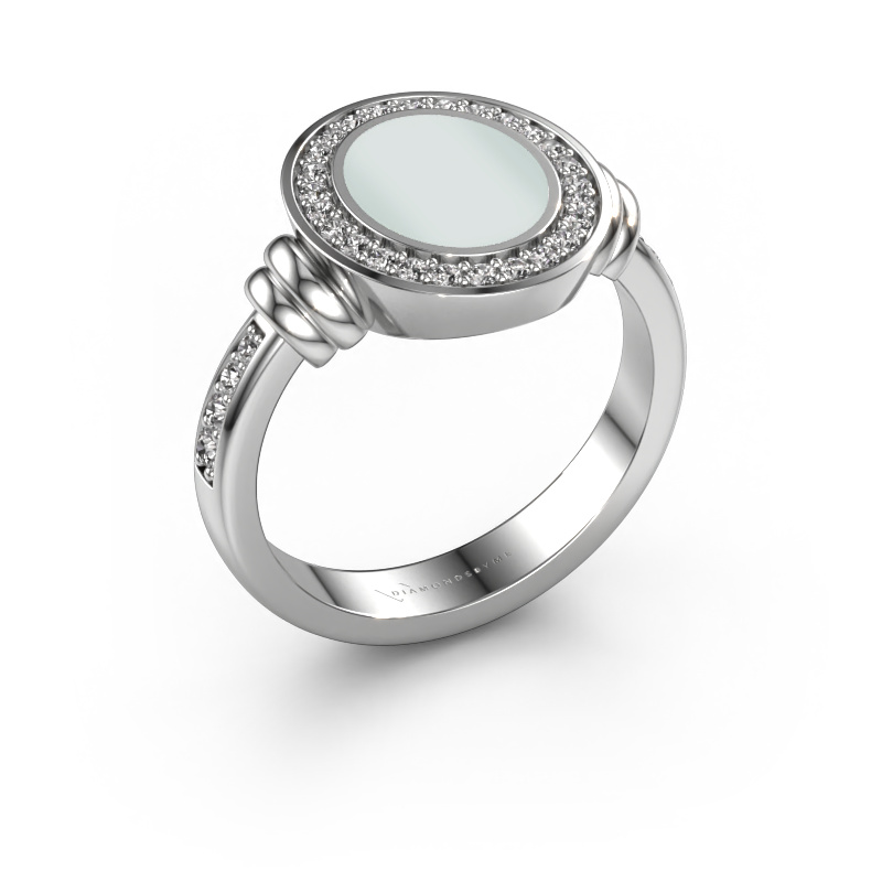 Image of Signet ring Bailey 950 platinum Green sardonyx 10x8 mm