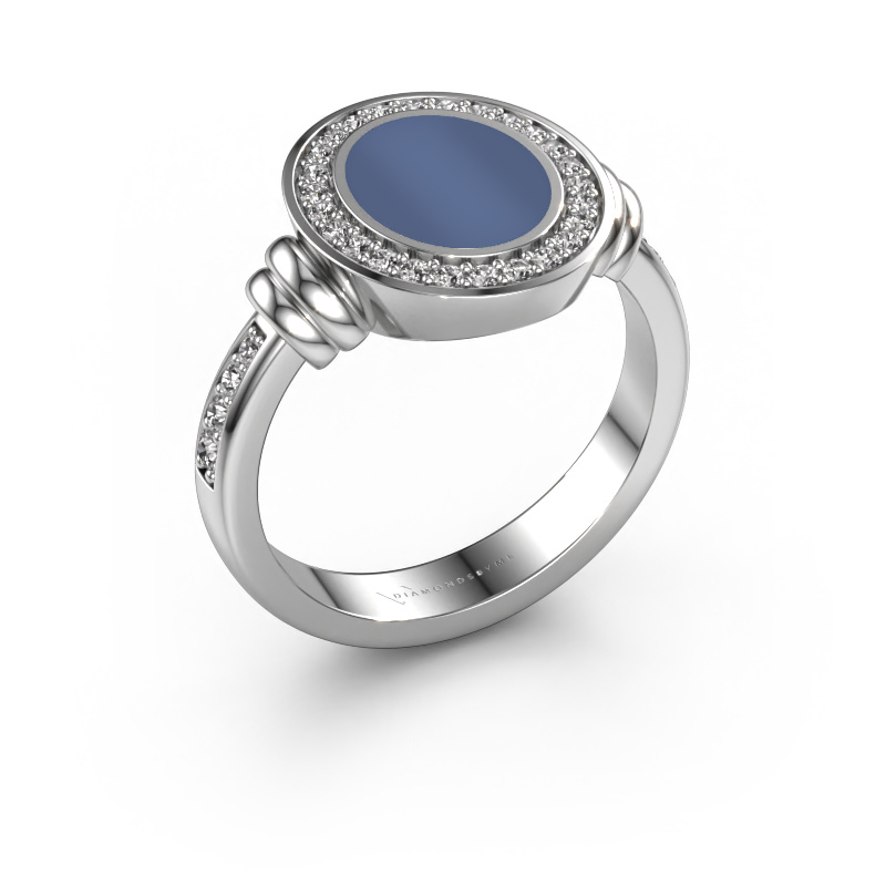 Image of Signet ring Bailey 950 platinum Blue sardonyx 10x8 mm