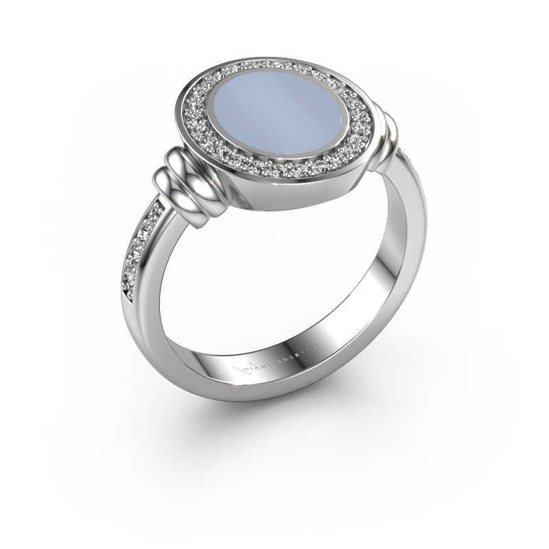 Image de Chevalière Bailey 950 platine Nicolo bleu clair 10x8 mm